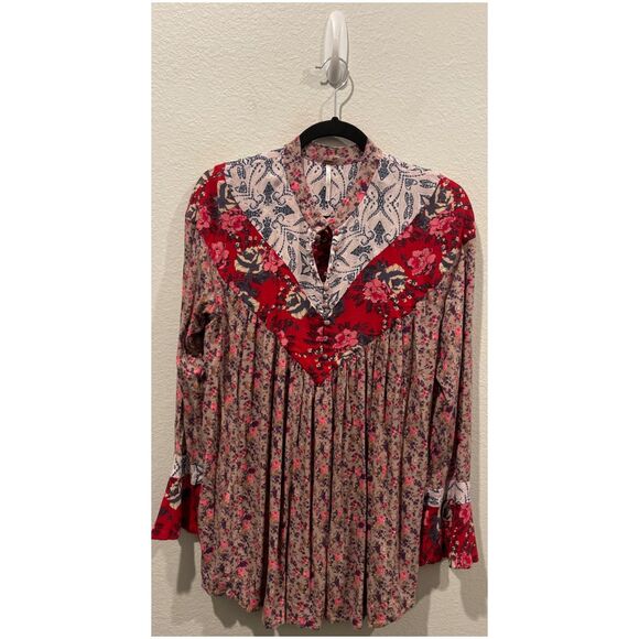 FREE PEOPLE Wildflower Bohemian Fields Long Sleeve Multicolor Tunic - Picture 4 of 8